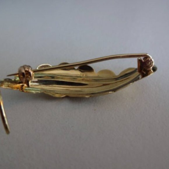 Vintage feather brooch 18K yellow gold 1980 - Picture 4 of 5
